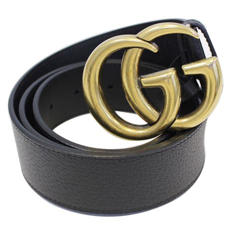 Gucci Wide Leather Belt With Double G Buckle 'Black/Gold' 